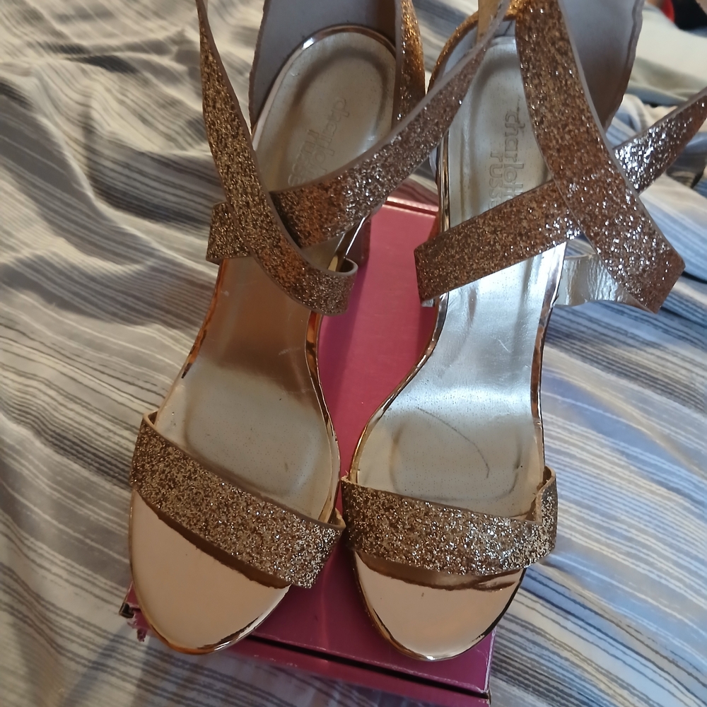 Charlotte Russe Sparkling Gold Heels